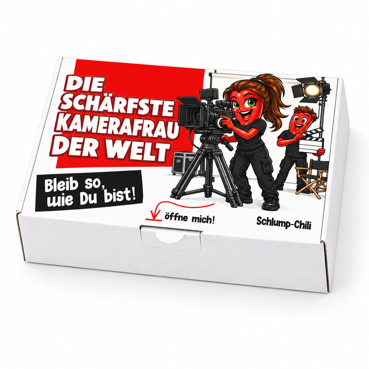 Die schärfste Kamerafrau der Welt – Geschenkschachtel schräg