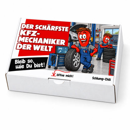 Der schärfste Kfz-Mechaniker der Welt – Geschenkbox Schrägansicht
