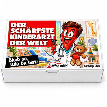 Der schärfste Kinderarzt der Welt – Geschenkbox Vorderansicht