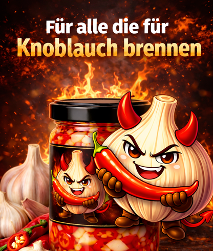 Feuriger Knobi - eingelegter Knoblauch mit Chili im Glas