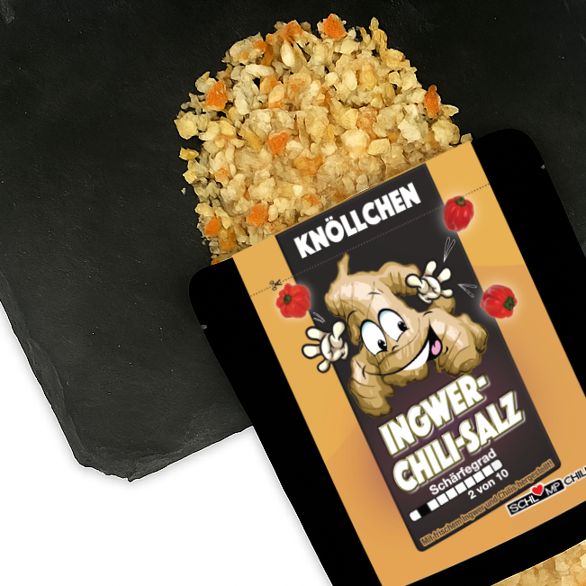 KNÖLLCHEN Ingwer Chili Salz Nachfüllpack für Gewürzsalzmühlen 80g