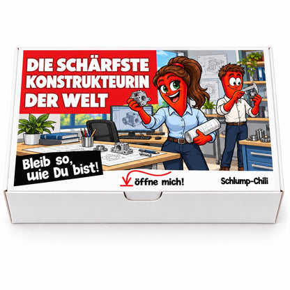 Die schärfste Konstrukteurin der Welt – Geschenkbox Vorderansicht