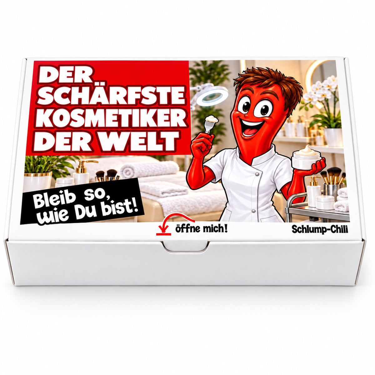 Der schärfste Kosmetiker der Welt – Geschenkbox Vorderansicht