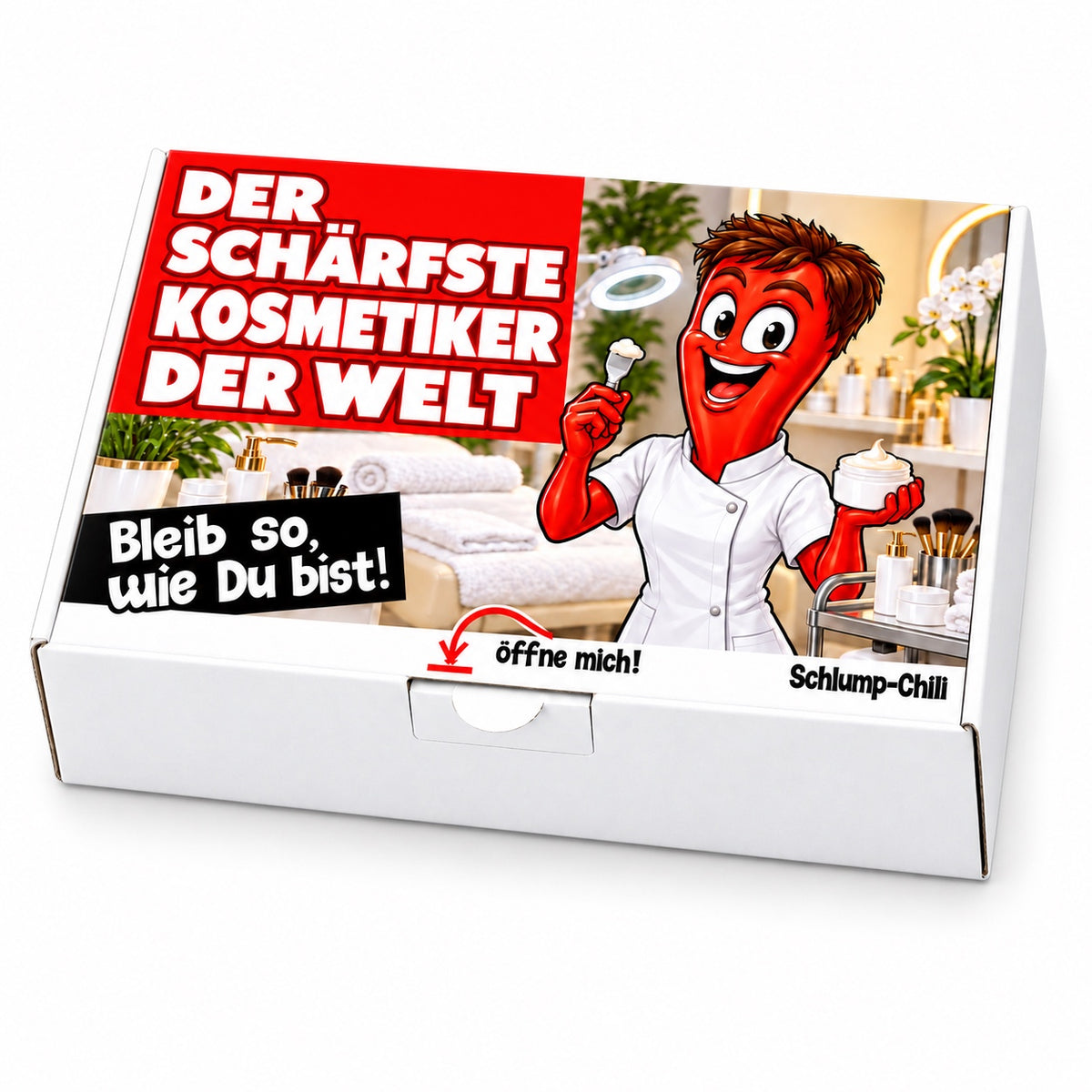 Der schärfste Kosmetiker der Welt – Geschenkbox Schrägansicht