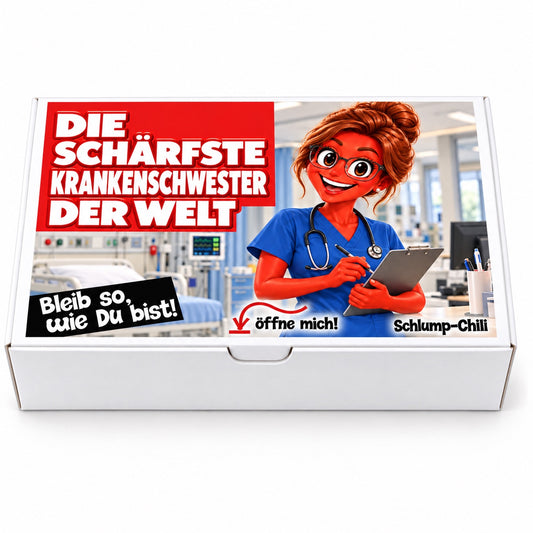 Die schärfste Krankenschwester der Welt – weiße Geschenkbox, Vorderansicht