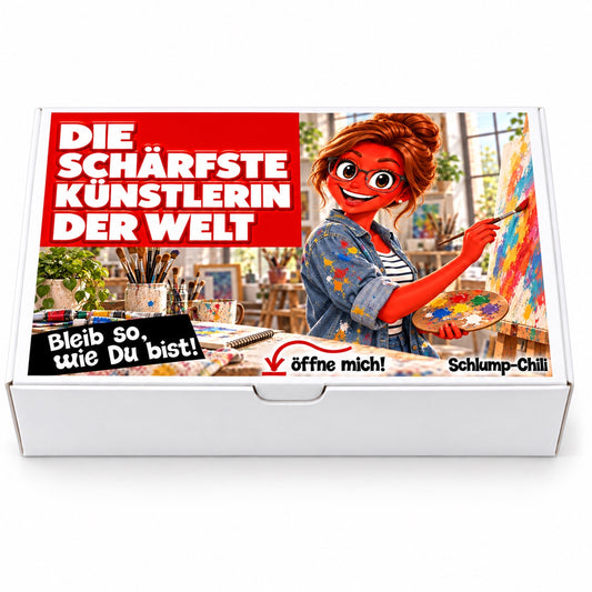 Die schärfste Künstlerin der Welt – weiße Geschenkbox, Vorderansicht