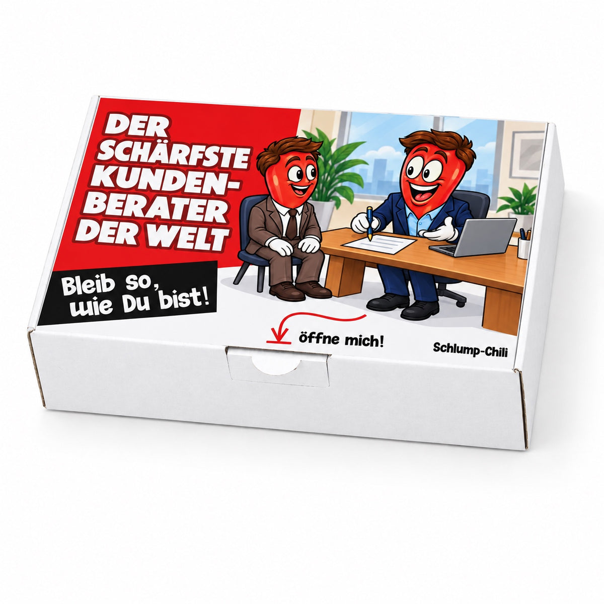 Der schärfste Kundenberater der Welt – Geschenkschachtel schräg