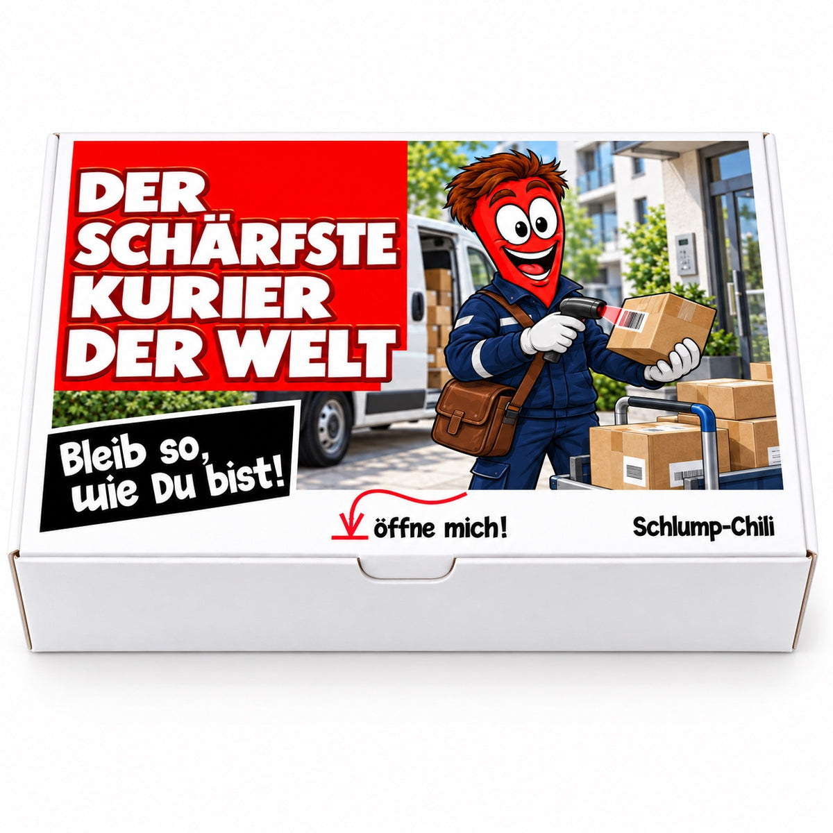 Der schärfste Kurier der Welt – Geschenkbox Vorderansicht