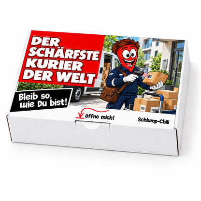 Der schärfste Kurier der Welt – Geschenkbox Schrägansicht