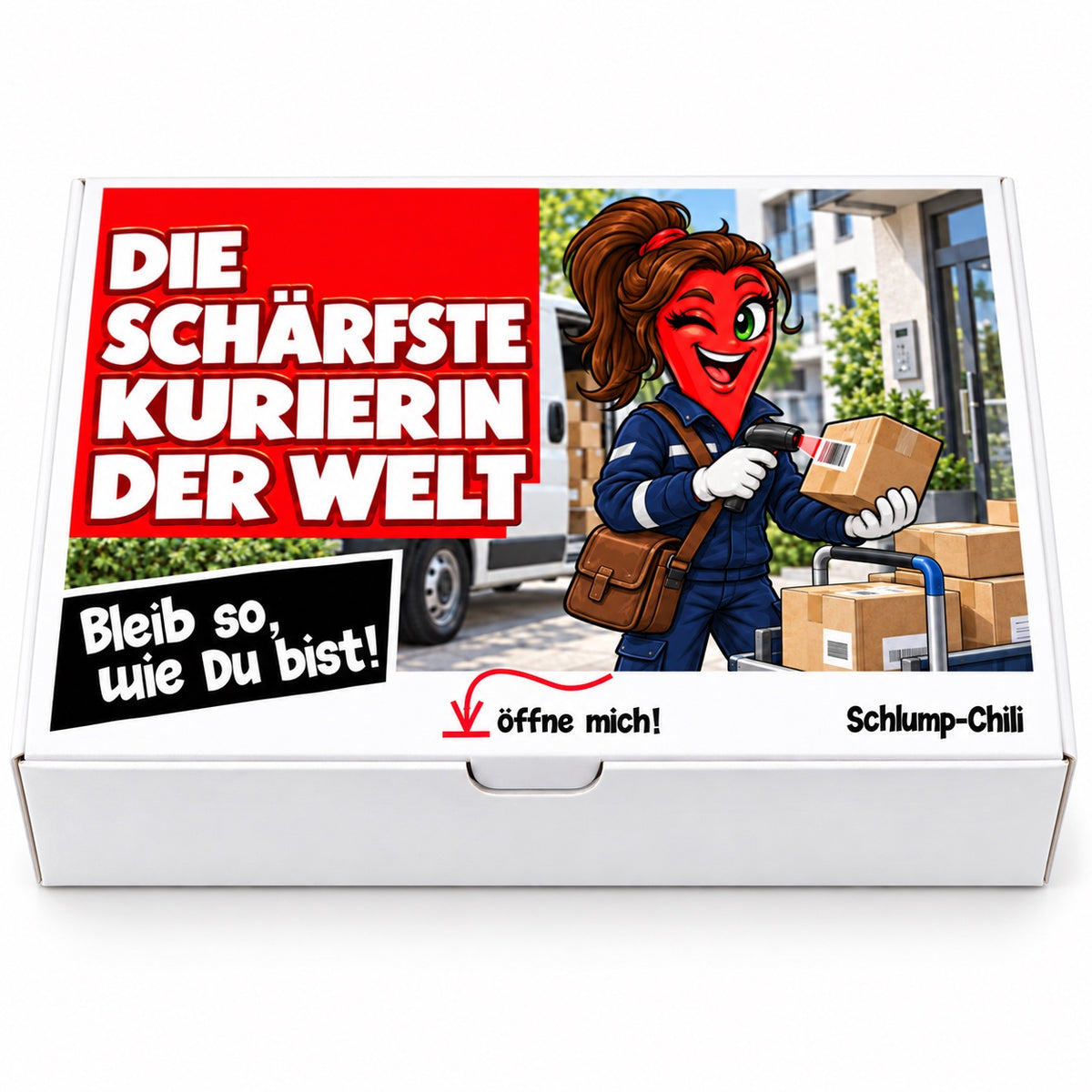 Die schärfste Kurierin der Welt – Geschenkbox Vorderansicht