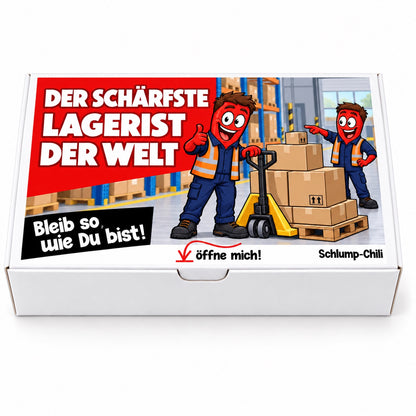 Der schärfste Lagerist der Welt – Geschenkbox Vorderansicht