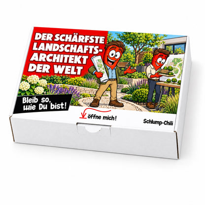Der schärfste Landschaftsarchitekt der Welt – Geschenkbox Schrägansicht