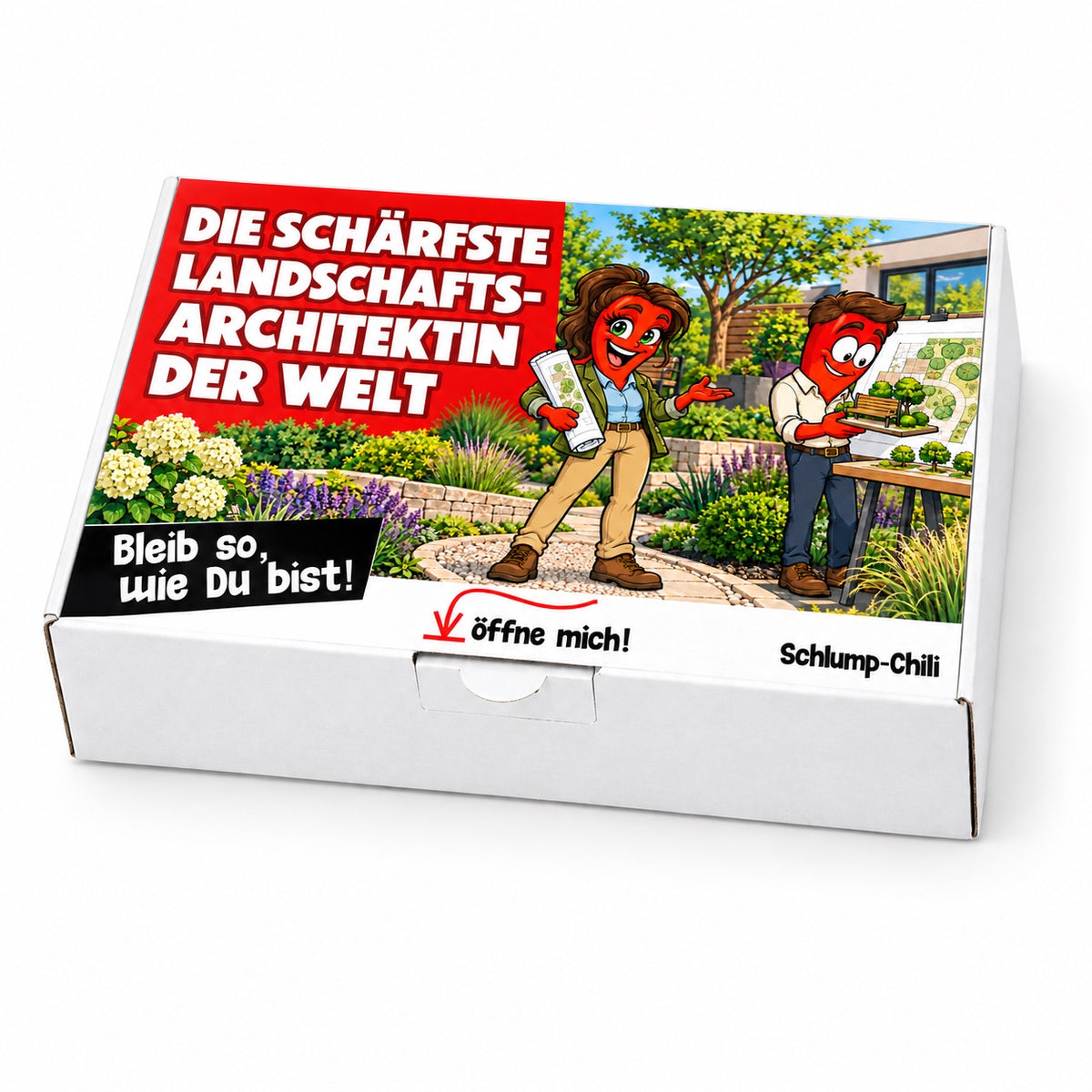Die schärfste Landschaftsarchitektin der Welt – Geschenkbox Schrägansicht