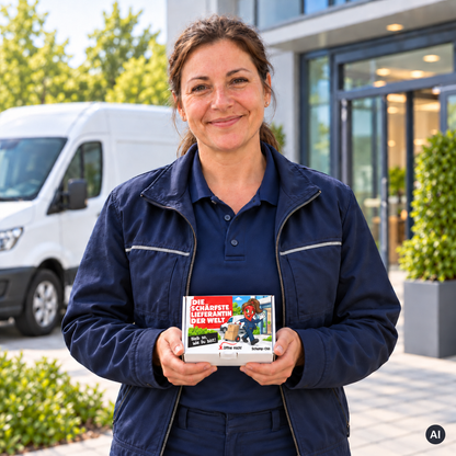 Die schärfste Lieferantin der Welt – Lifestylebild mit kleiner Geschenkbox (AI)