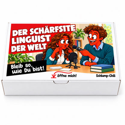 Der schärfste Linguist der Welt – Geschenkbox Vorderansicht