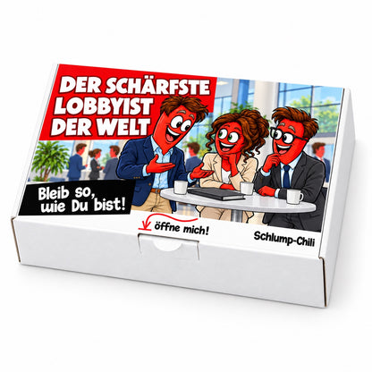 Der schärfste Lobbyist der Welt – Geschenkbox Schrägansicht