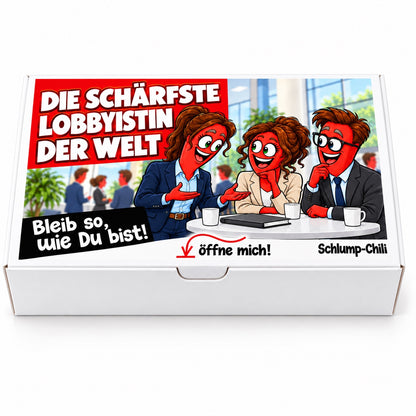 Die schärfste Lobbyistin der Welt – Geschenkbox Vorderansicht
