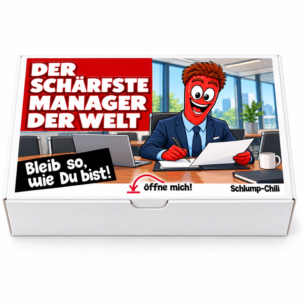 Der schärfste Manager der Welt – weiße Geschenkbox, Vorderansicht