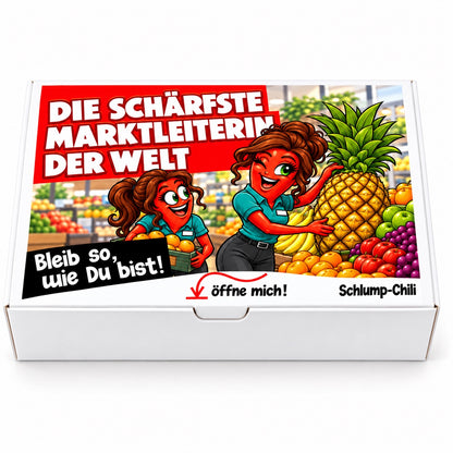 Die schärfste Marktleiterin der Welt – Geschenkbox Vorderansicht