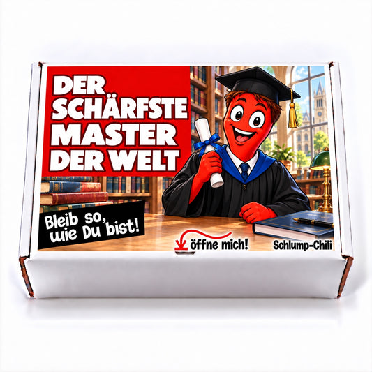 Der schärfste Master der Welt – weiße Geschenkbox, Vorderansicht
