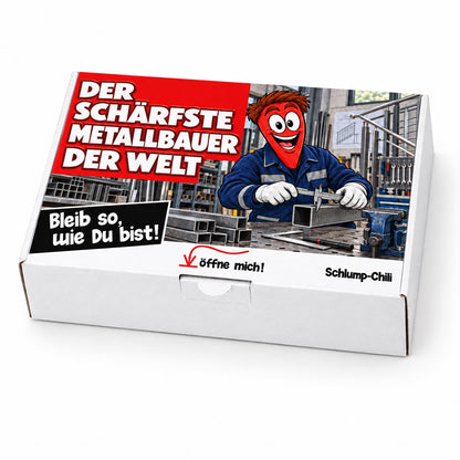 Der schärfste Metallbauer der Welt – Geschenkbox Schrägansicht