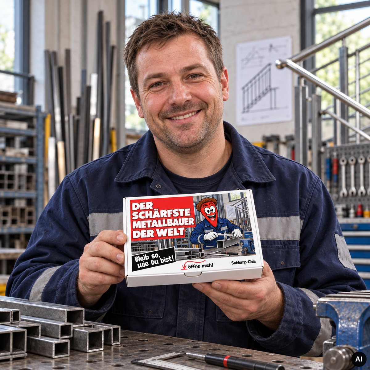 Der schärfste Metallbauer der Welt – Geschenkidee (AI)