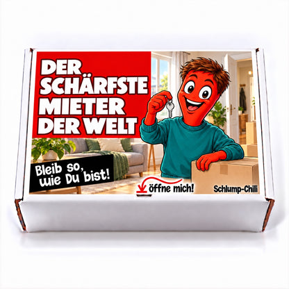 Der schärfste Mieter der Welt – weiße Geschenkbox, Vorderansicht