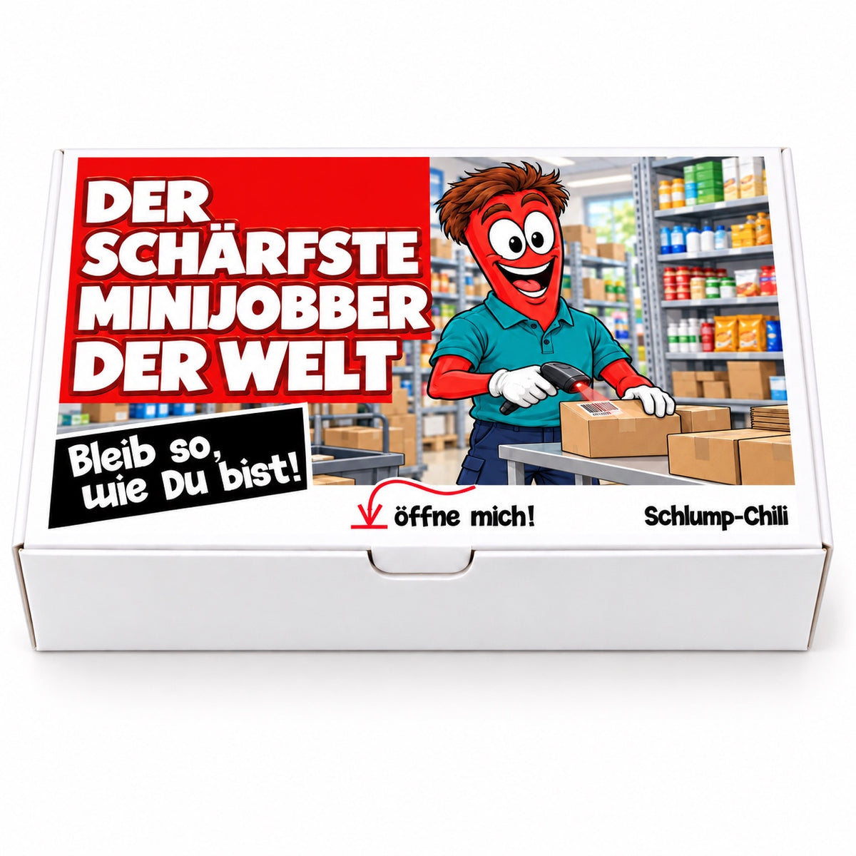 Der schärfste Minijobber der Welt – Geschenkbox Vorderansicht