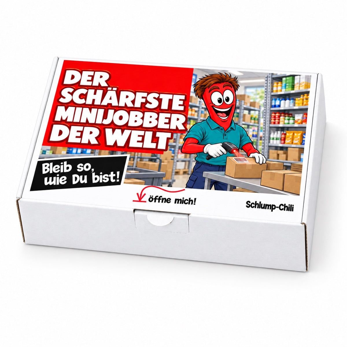 Der schärfste Minijobber der Welt – Geschenkbox Schrägansicht
