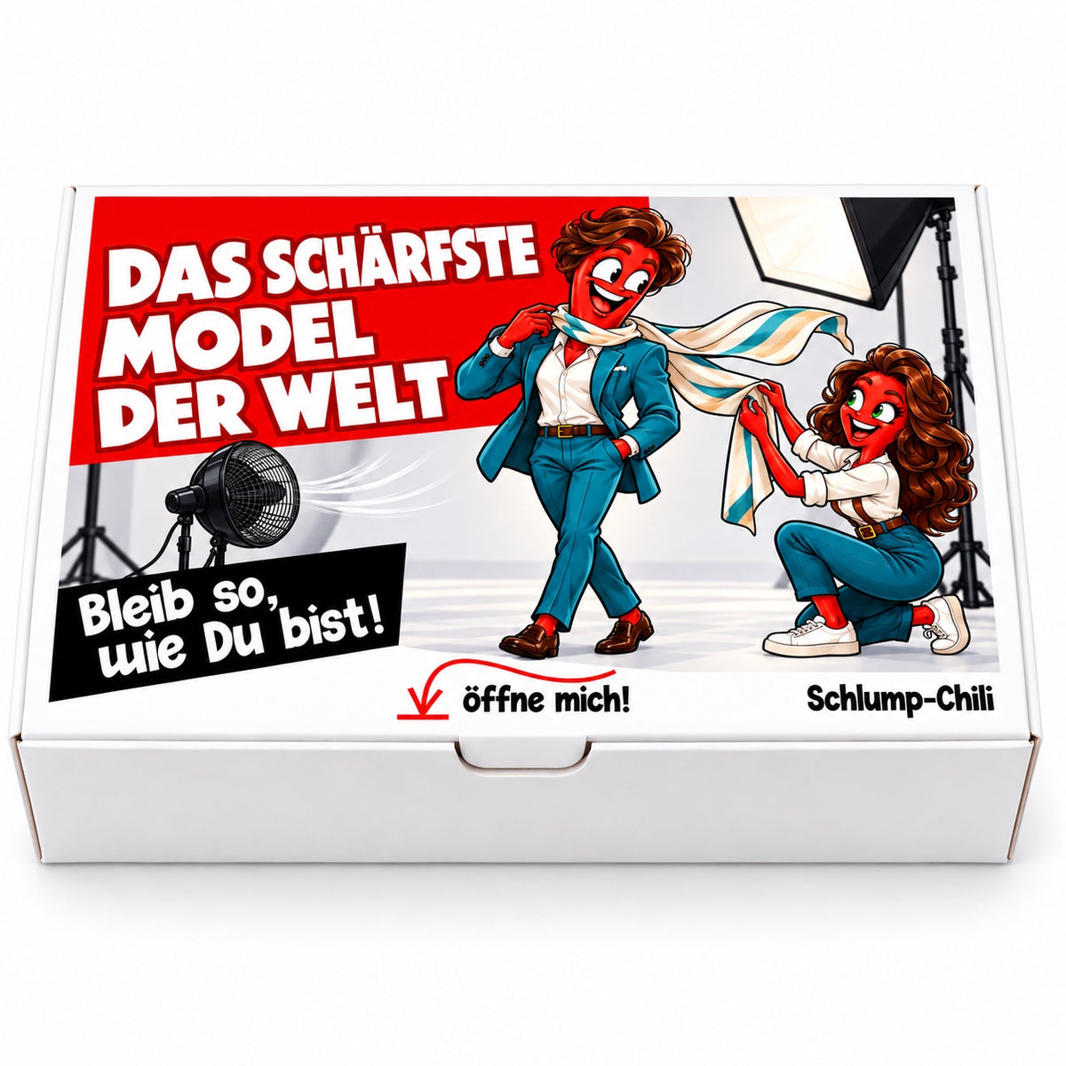 Das schärfste Model der Welt – weiße Geschenkbox, Vorderansicht