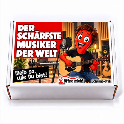 Der schärfste Musiker der Welt – weiße Geschenkbox, Vorderansicht