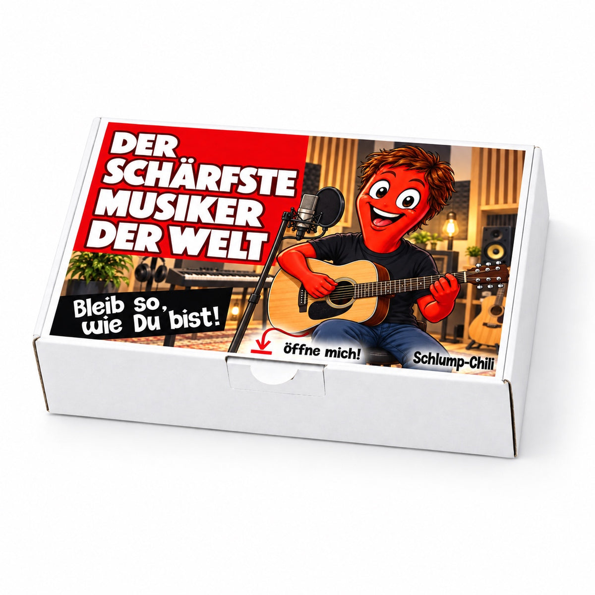 Der schärfste Musiker der Welt – weiße Geschenkbox, Schrägansicht