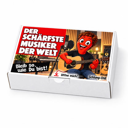 Der schärfste Musiker der Welt – weiße Geschenkbox, Schrägansicht