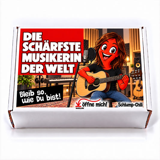 Die schärfste Musikerin der Welt – weiße Geschenkbox, Vorderansicht