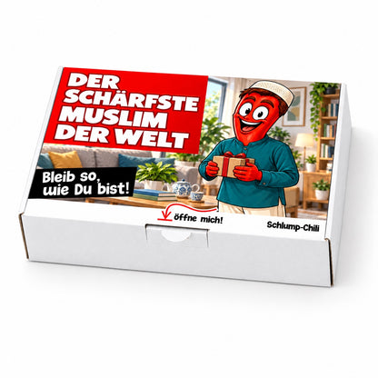 Der schärfste Muslim der Welt – weiße Geschenkbox, Schrägansicht