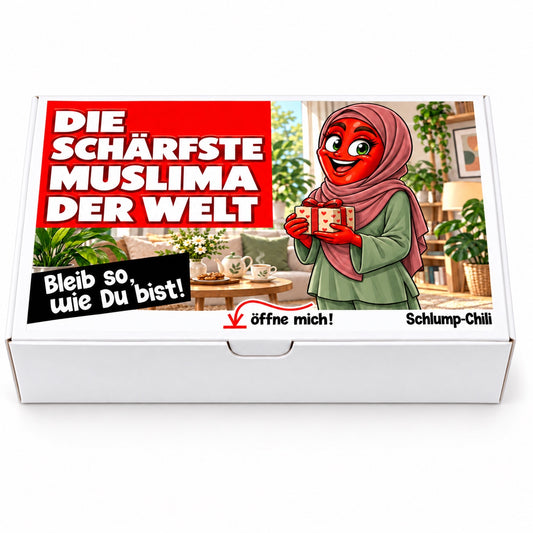 Die schärfste Muslima der Welt – weiße Geschenkbox, Vorderansicht
