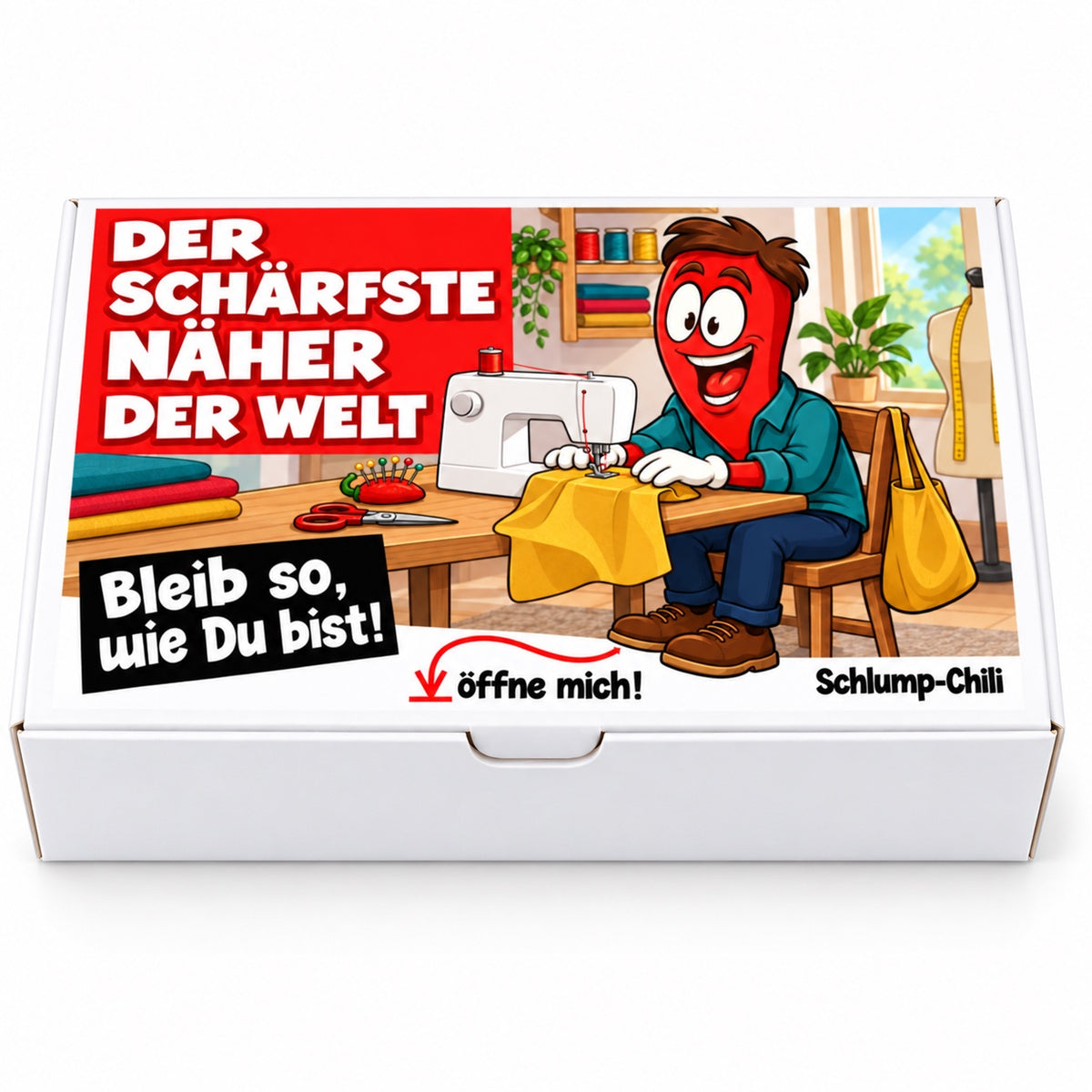 Der schärfste Näher der Welt – Frontansicht der Chili-Geschenkbox