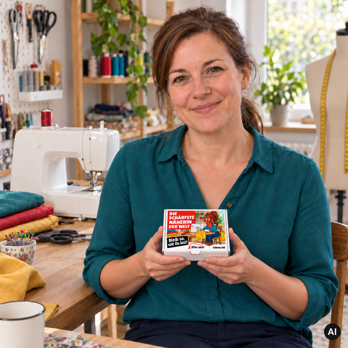 Die schärfste Näherin der Welt – Lifestylebild der Chili-Geschenkbox
