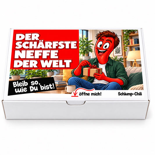 Der schärfste Neffe der Welt – weiße Geschenkbox, Vorderansicht