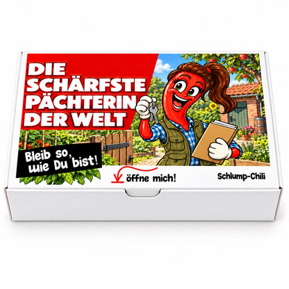 Die schärfste Pächterin der Welt – Geschenkbox Vorderansicht