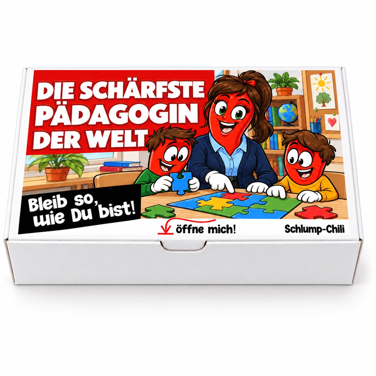 Die schärfste Pädagogin der Welt – Geschenkbox Vorderansicht