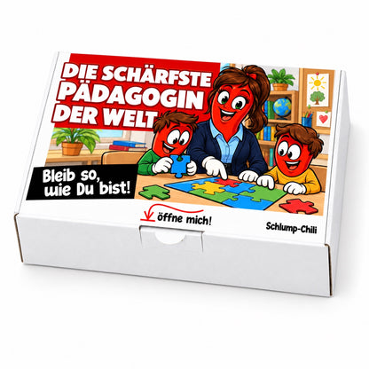 Die schärfste Pädagogin der Welt – Geschenkbox Schrägansicht