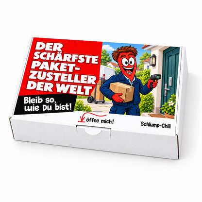 Der schärfste Paketzusteller der Welt – Geschenkbox Schrägansicht