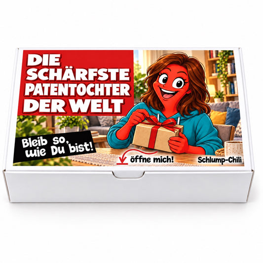 Die schärfste Patentochter der Welt – weiße Geschenkbox, Vorderansicht