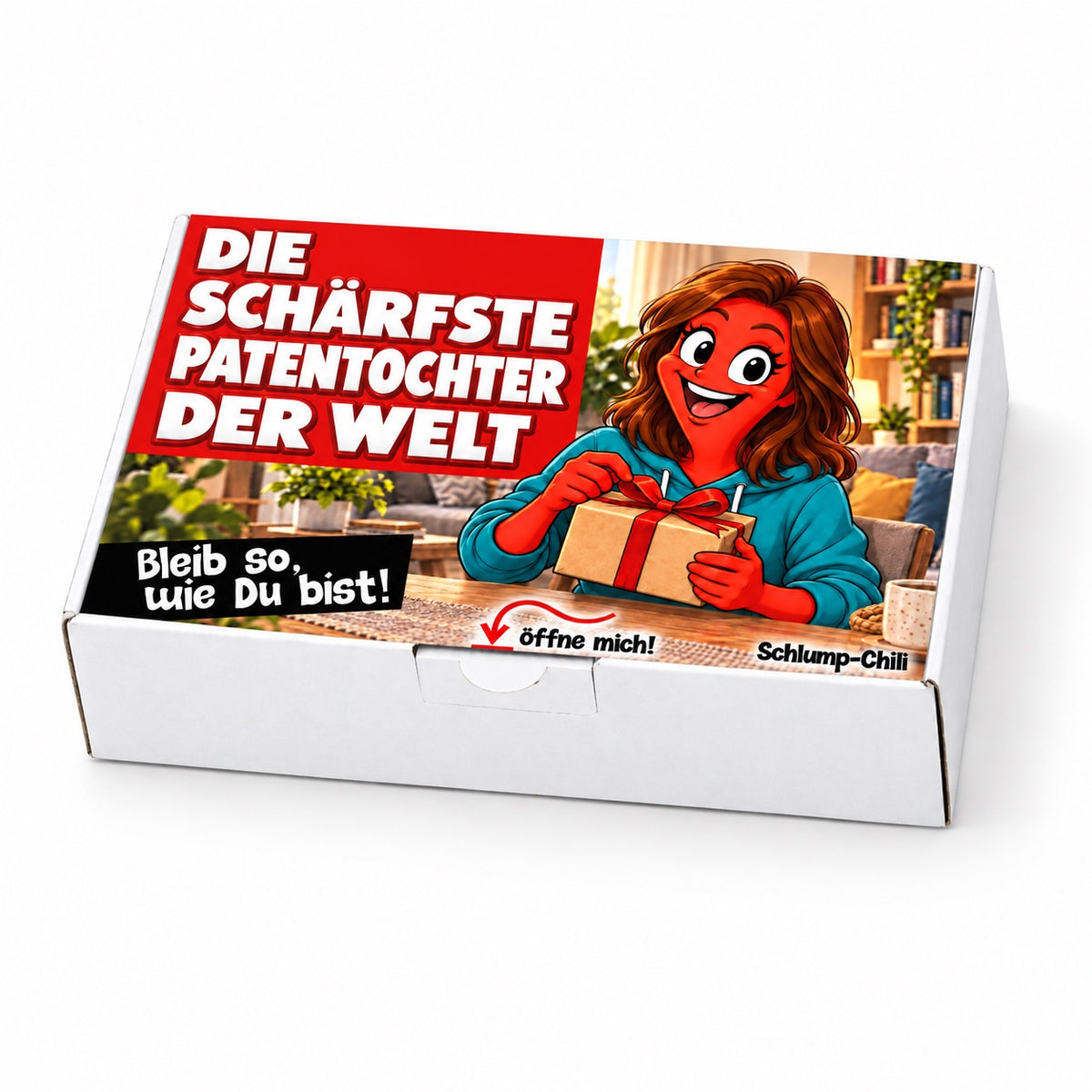 Die schärfste Patentochter der Welt – weiße Geschenkbox, Schrägansicht