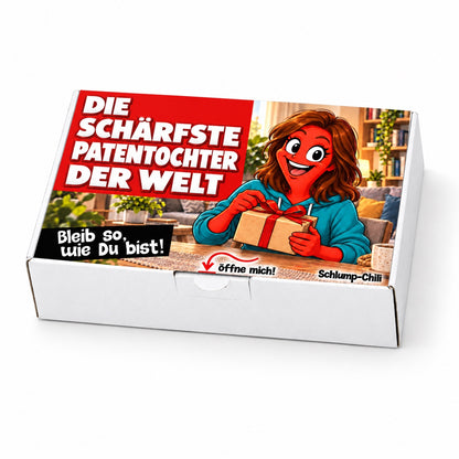 Die schärfste Patentochter der Welt – weiße Geschenkbox, Schrägansicht