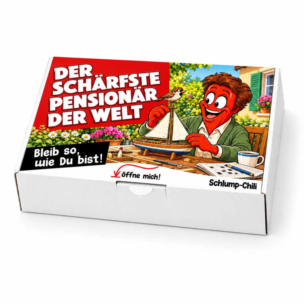 Der schärfste Pensionär der Welt – Geschenkbox Schrägansicht