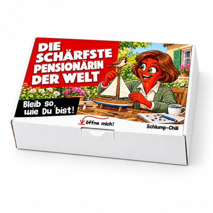 Die schärfste Pensionärin der Welt – Geschenkbox Schrägansicht