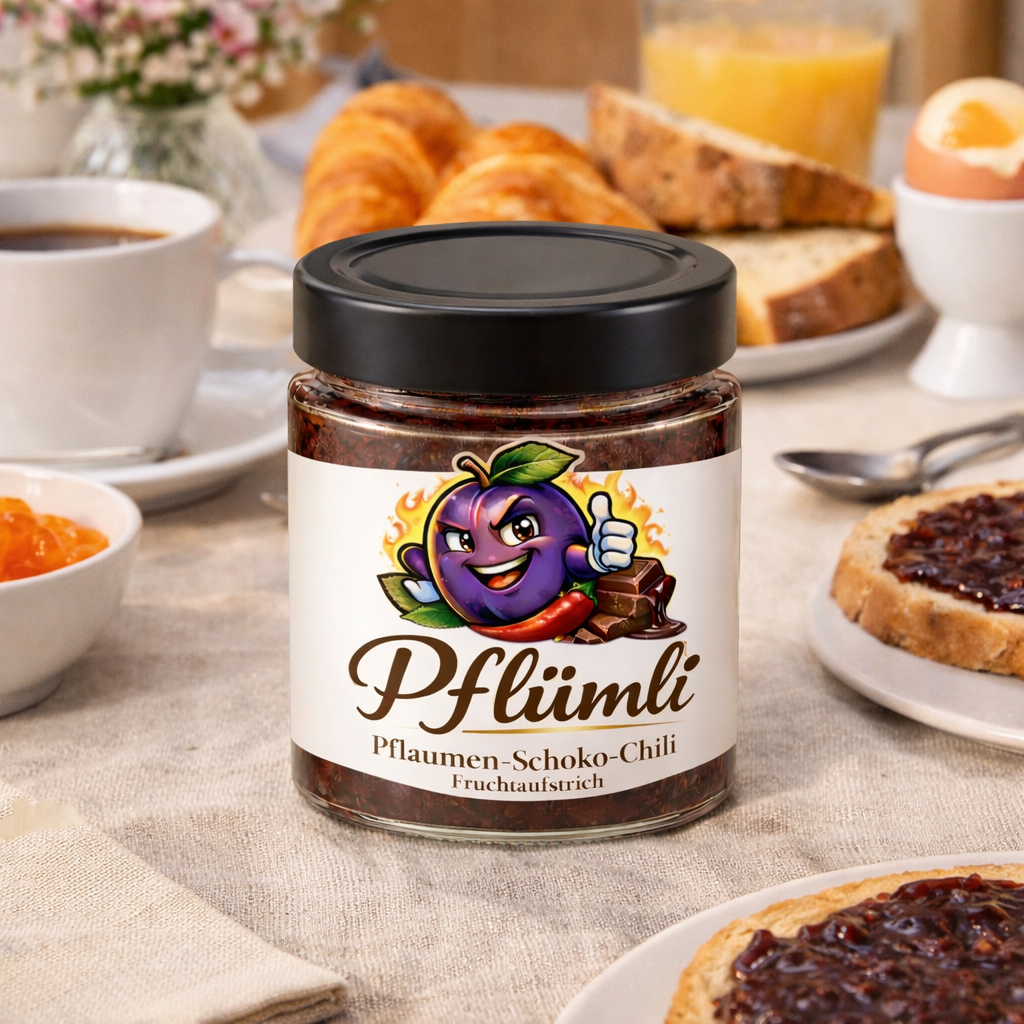 PFLUEMLI Pflaume Schoko Chili Fruchtaufstrich