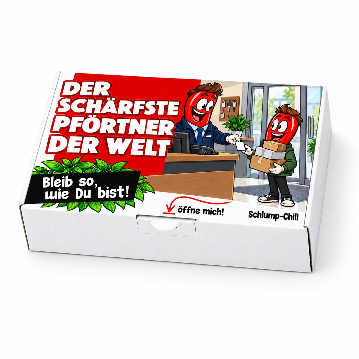 Der schärfste Pförtner der Welt – Geschenkschachtel schräg